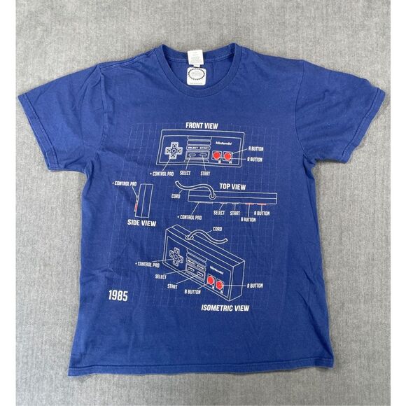 Nintendo‎ Tee Mens M Blue 1985 Retro Gamer T Shirt NES Controller Y2K 90s Style - Picture 1 of 7